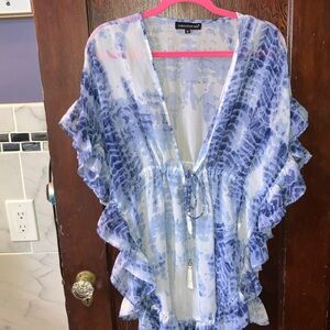CLUB Z COLLECTION SWIM COVER UP BLUE WOMENS SMALL